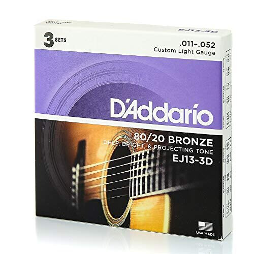 D'Addario EJ13-3D 80/20 Custom Light 11-52 Bronze Acoustic Guitar Strings