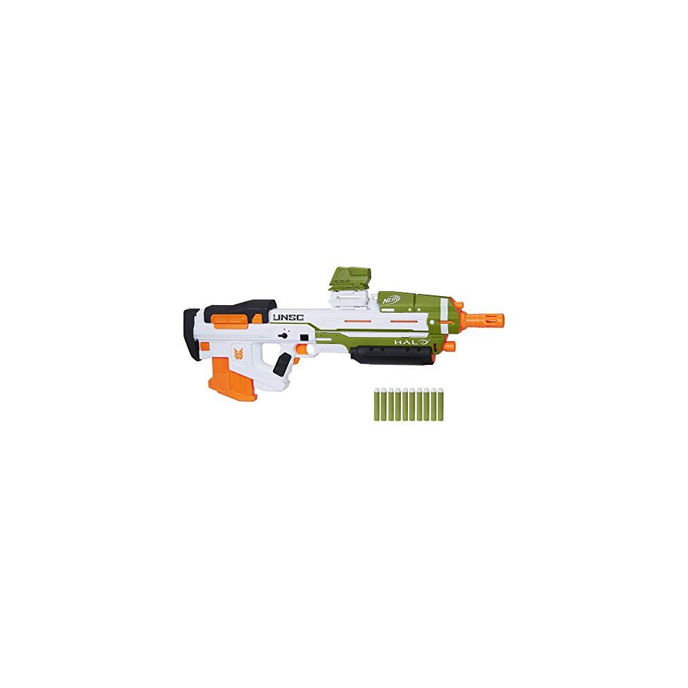 Nerf Halo MA40 Motorised Dart Blaster Ã¢ÃÃ Includes Removable 10-Dart Clip, 10 Official Nerf Elite Darts and Attachable Rail Riser