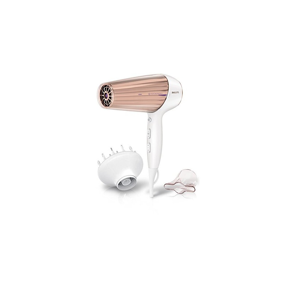 Philips Moistureprotect Hair Dryer With Ionic Conditioning, 2300W - Hp8280/03 - White/Rose Gold