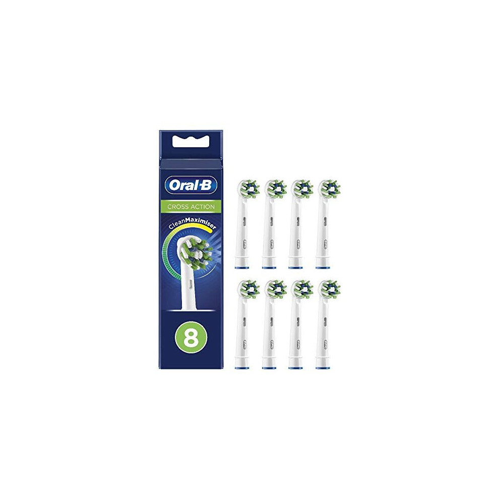 Braun Oral-B 4210201329459 CrossAction Toothbrush Heads with Cleanmaximiser Bristles for Holistic Mouth Cleaning, in Letterbox Packaging (Pack of 8)