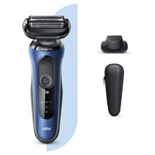 Braun Series 6 Electric Shaver for Men with Precision Beard Trimmer, Wet and Dry, Rechargeable, Cordless Foil Razor, Blue, 60-B1200s
