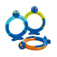 Zoggs Children's Zoggy Dive Rings Pool Toy and Game (Pack of 3), Blue/Lime/Orange, One Size