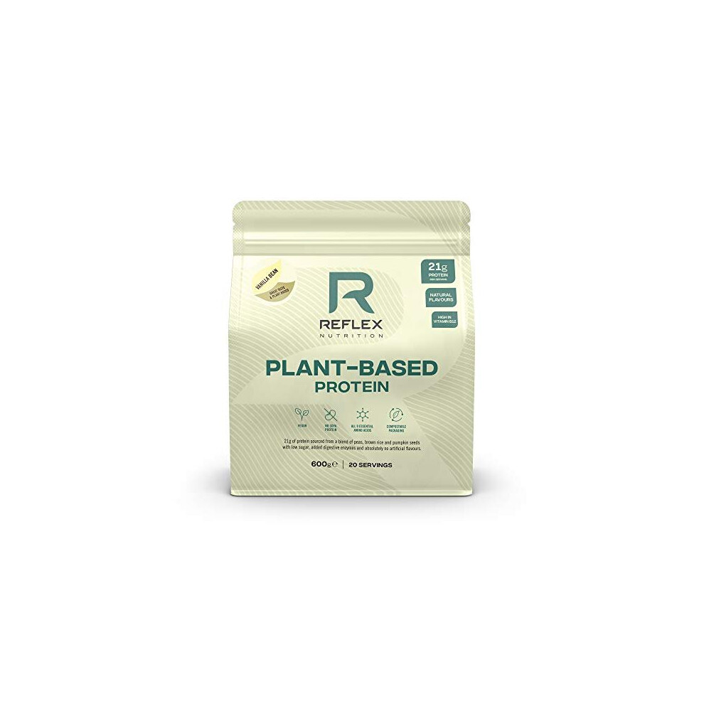 Reflex Nutrition Plant Based Vegan Protein with B12 Great Taste New 2020 Protein (600g) (Vanilla Bean)