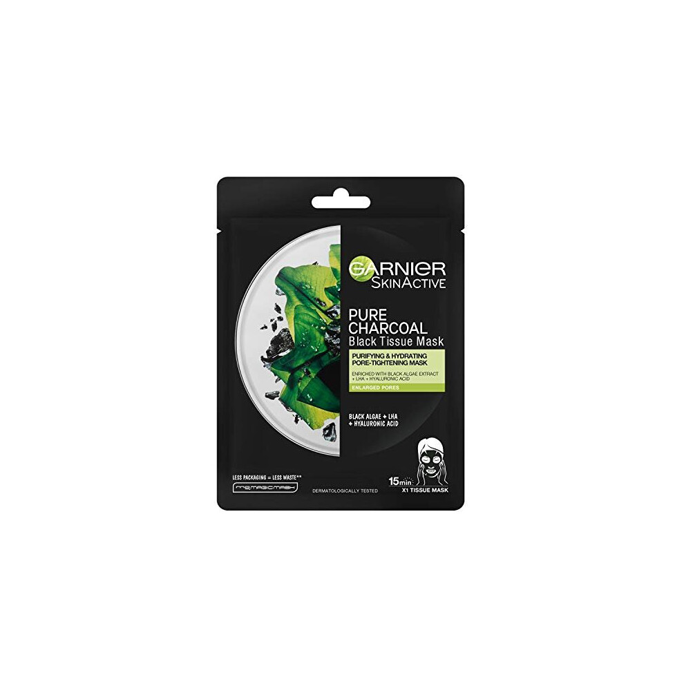 Garnier Charcoal and Algae Purifying and Hydrating Face Sheet Mask for Enlarged Pores 28g
