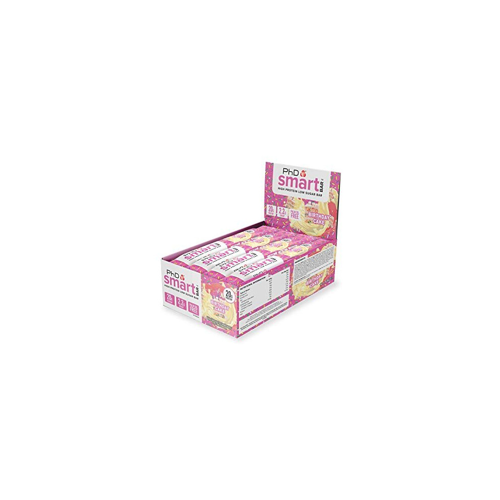 Phd Nutrition Phd Smart Bar-High Protein Low Sugar Bar, Birthday Cake, 64 G, Pack Of 12