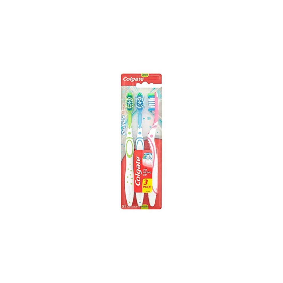 Colgate Max Medium Toothbrush 3 Pack White