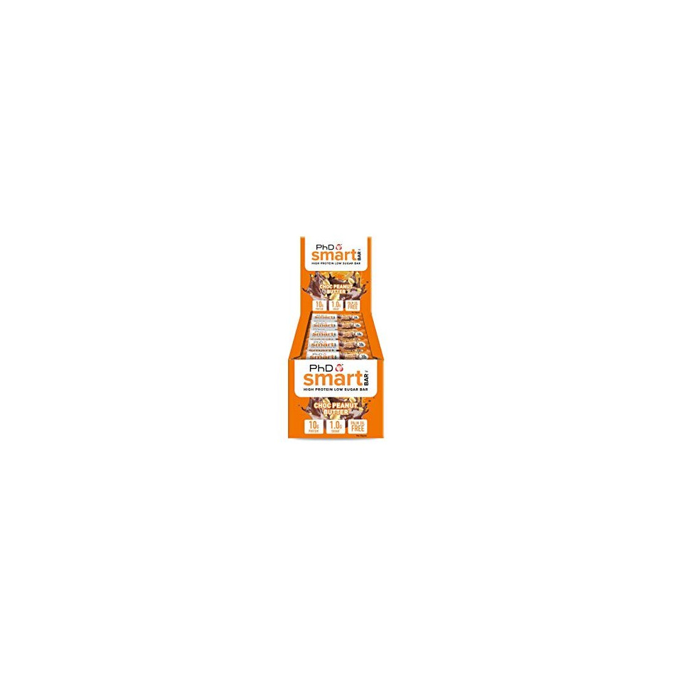 PhD Smart Bar-High Protein Low Sugar Bar, Chocolate Peanut Butter, 32 g, Pack of 24