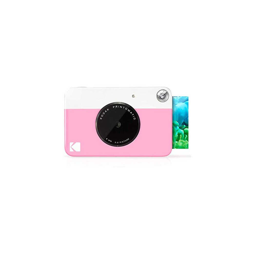 Kodak Printomatic Digital Instant Print Camera - Full Color Prints On ZINK 2 x 3 Inch Sticky-Backed Photo Paper (Pink) Print Memories Instantly