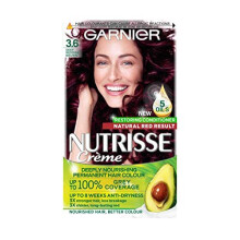 Garnier Nutrisse Brown Hair Dye Permanent, Up to 100 Percent Grey Hair Coverage, with NEW 5 Oils Conditioner - 3.6 Deep Reddish Brown