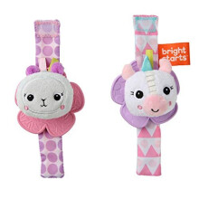 Bright Starts Rattle & Teethe Wrist Pals Toy - Set of Two, Unicorn & Llama