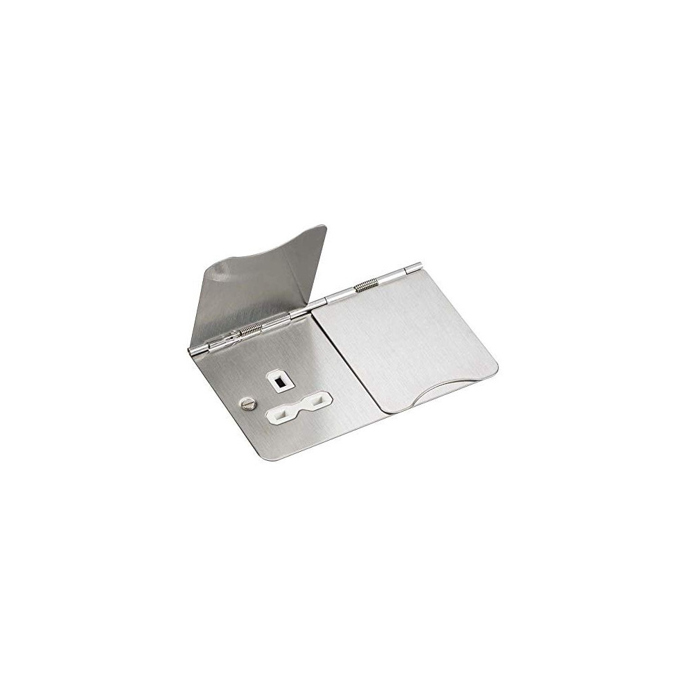 Knightsbridge Fpr9ubcw Unswitched Floor Socket, Brushed Chrome With White Insert, 13 A, 2G 5055832958482