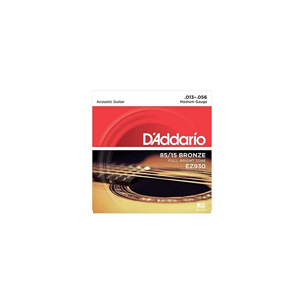 D'Addario Guitar Strings - Acoustic Guitar Strings - 85/15 Bronze - For 6 String Guitar - Full Bright Tone - EZ930 - Medium 13-56