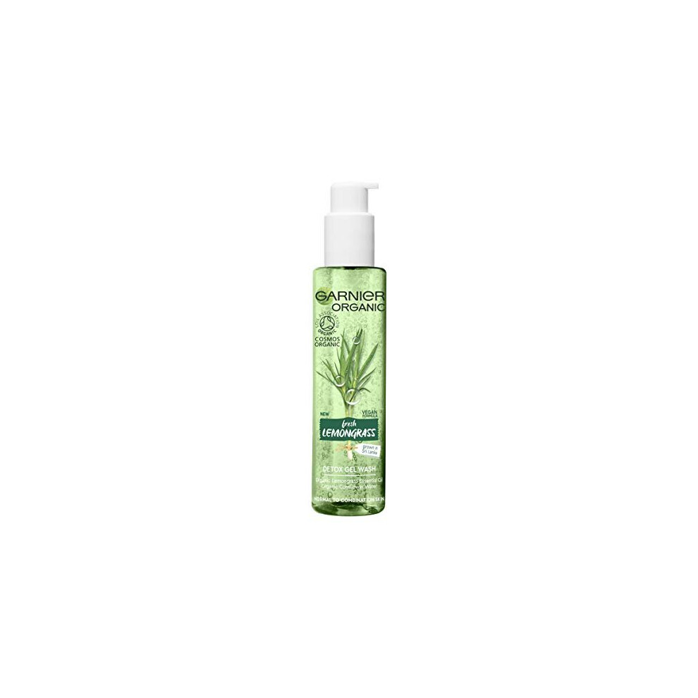 Garnier Organic Refreshing Lemongrass Detox Gel Wash Cleanser for Healthy Glowing Skin, Face Wash for Normal, Combination & Sensitive Skin 150 ml