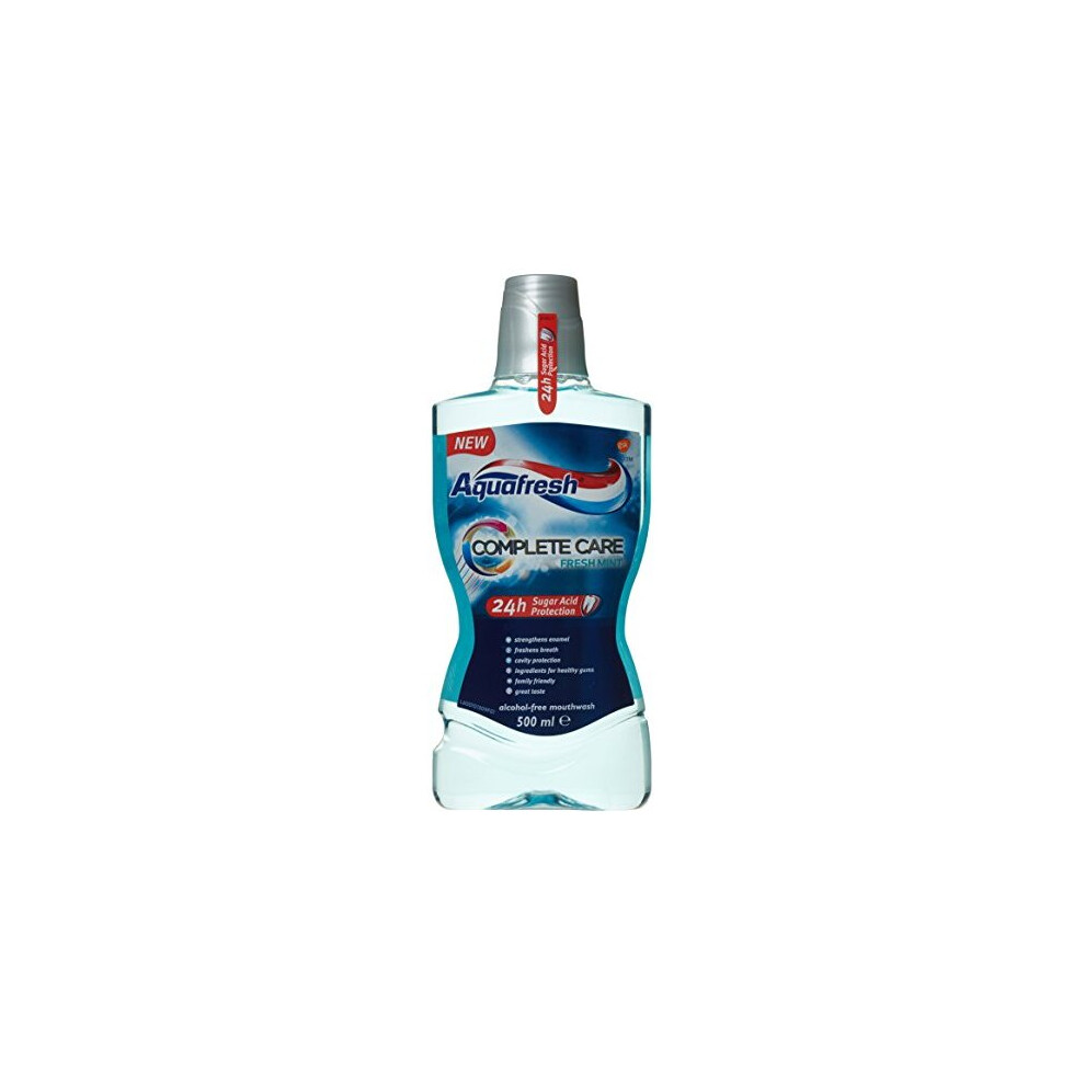 Aquafresh Complete Care Mouthwash with Fluoride, Fresh Mint, 500 ml