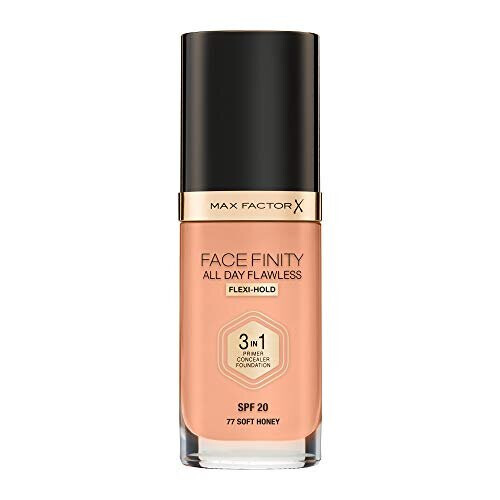 Max Factor Max Factor Facefinity 3-in-1 All Day Flawless Liquid Foundation, SPF 20 - 77 Soft Honey (Packaging May Vary)