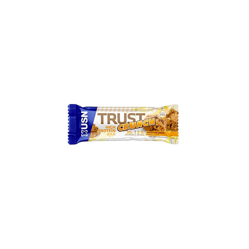 USN Trust Crunch Protein Bar, Low Sugar, 20 g of Protein Per Protein Bar, White Chocolate, 12 x 60 Protein Bars