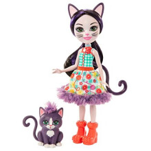 Enchantimals Ciesta Cat Bambola con Figura Climber, Bambola Piccola da 6 Pollici con Camicia Rimovibile e Accessori
