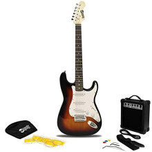 RockJam RJEG02-SK-SB Full Size Electric Guitar Superkit with Guitar Amplifier Guitar Strings Guitar Strap Guitar Bag and Guitar Cable Sunburst