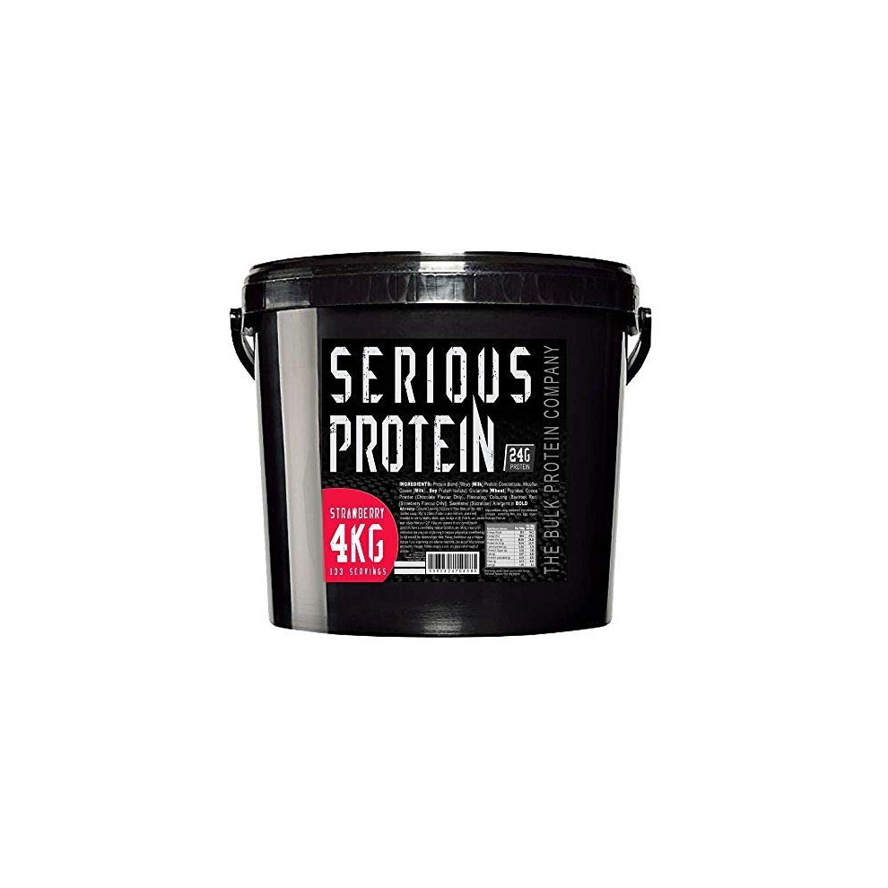 The Bulk Protein Company - SERIOUS Protein 4kg - Low Carb Lean Protein Powder 24g Per Serving - Strawberry Flavour