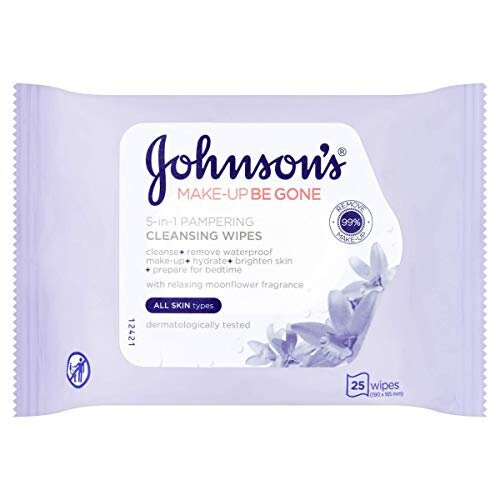 Johnson's Face Care Makeup Be Gone Pampering Wipes (6 x Packs of 25)