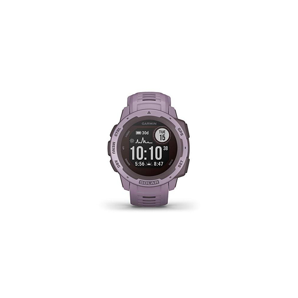 Garmin Instinct Solar, Solar-powered Rugged Outdoor Smartwatch, Built-in Sports Apps and Health Monitoring, Orchid