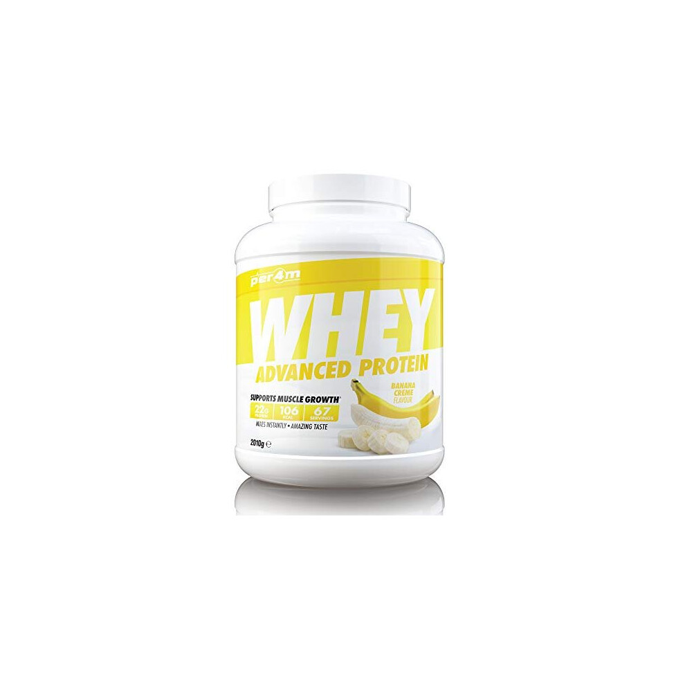 per4m Whey Advanced Protein Powder, 67 Servings of Delicious Muscle Building Protein, Banana, 2010g