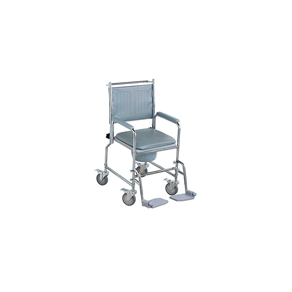 NRS M66119 Wheeled Commode/Over Toilet Chair with Padded Seat and Back - Height Adjustable - Image 4