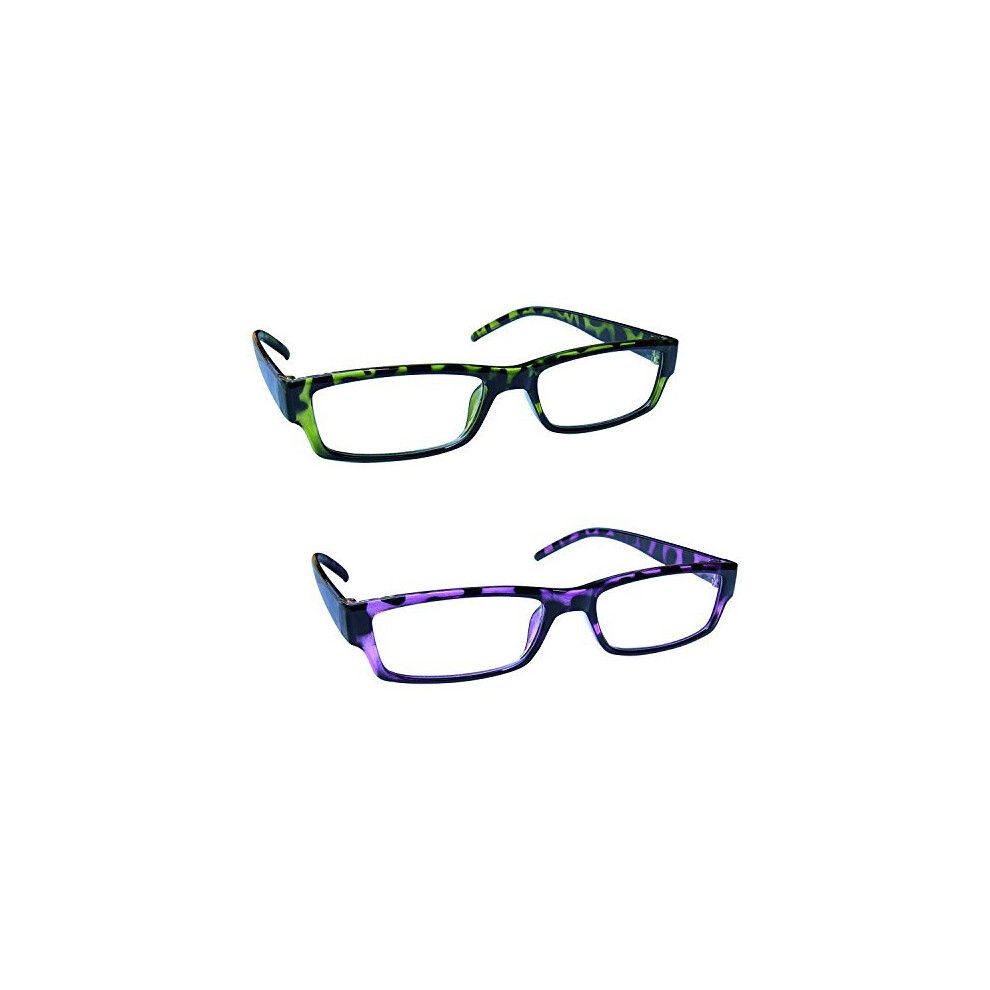 The Reading Glasses Company Green/Purple & Tortoiseshell Lightweight Readers Value 2 Pack Mens Womens Rr32-65 +2.50