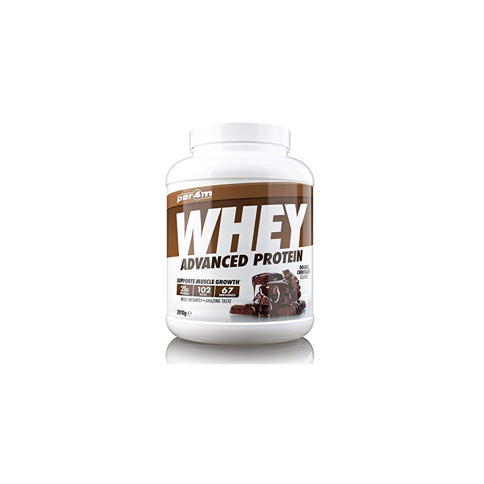 Per4m Whey Advanced Protein Powder, 67 Servings Of Delicious Muscle Building Protein, Double Chocolate, 2010G