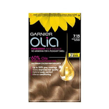 Garnier Olia Dark Blonde Hair Dye Permanent, Up to 100% Grey Hair Coverage, No Ammonia for a Pleasant Scent, 60% Oils - 7.13 Dark Beige Blonde