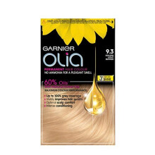 Garnier Olia Light Blonde Hair Dye Permanent, Up to 100% Grey Hair Coverage, No Ammonia for a Pleasant Scent, 60% Oils - 9.3 Golden Light Blonde