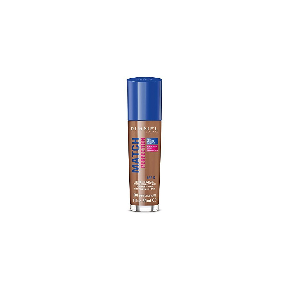 Rimmel London Match Perfection Foundation, SPF 20, 601 Soft Chocolate, 30 ml