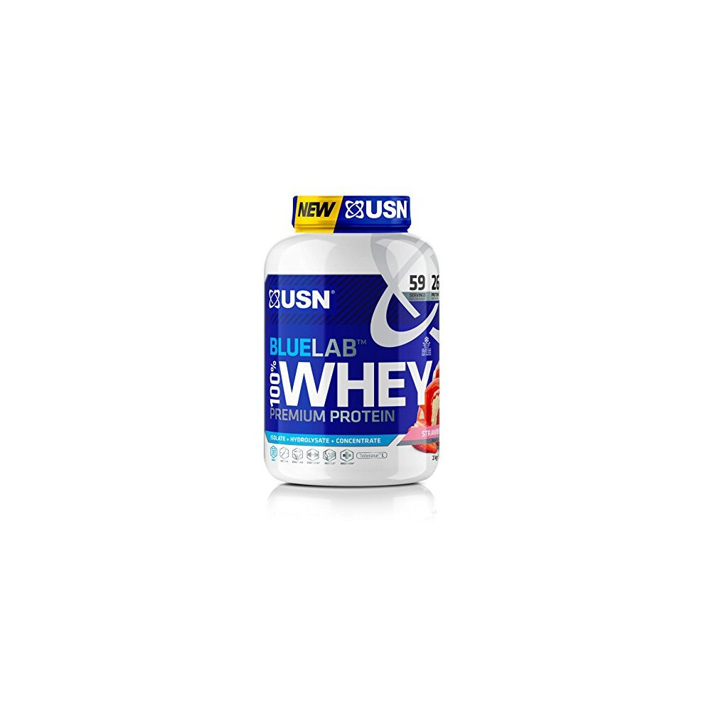Usn Lab Whey Strawberry 2 Kg - 100% Lean Muscle Protein Powder For Recovery & Maintenance Blue