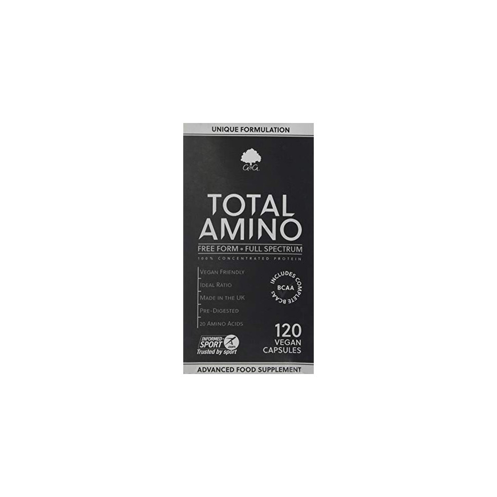 G&G Vitamins Total Amino Full Spectrum, Free Form Amino Acids Including BCAA Capsules, 120-Count