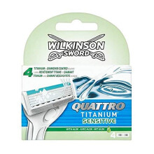 Wilkinson Sword Quattro Titanium Sensitive Razor Blades, 4 Blades