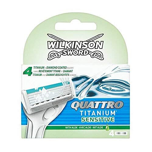 Wilkinson Sword Wilkinson Sword Quattro Titanium Sensitive Razor Blades, 4 Blades