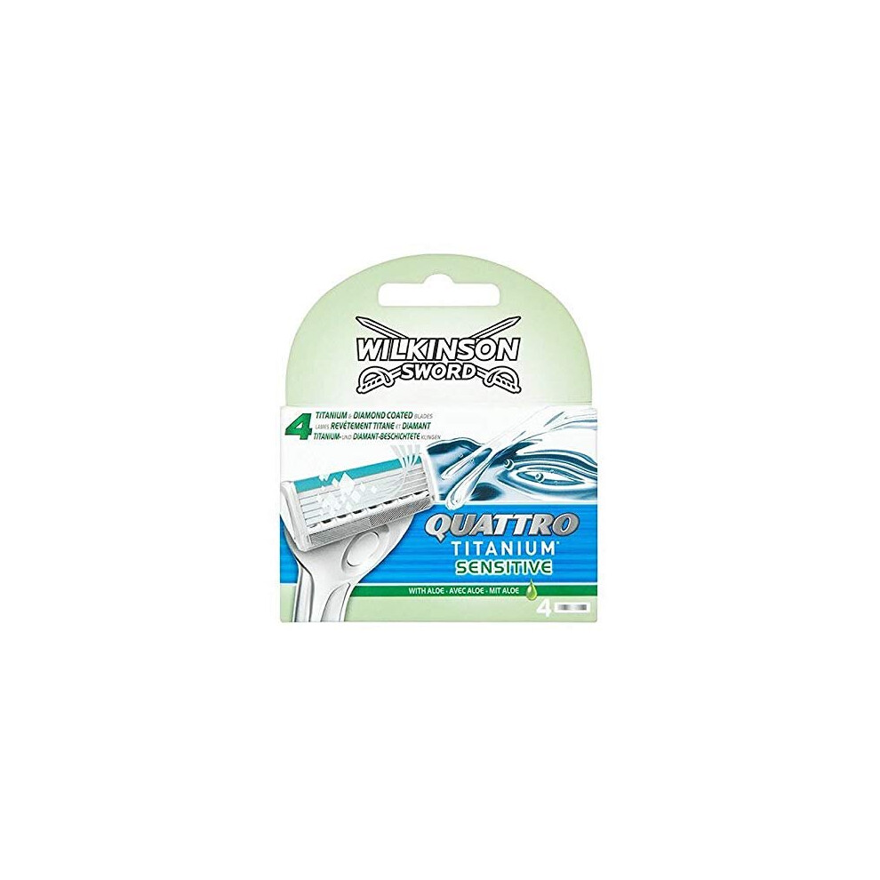 Wilkinson Sword Quattro Titanium Sensitive Razor Blades, 4 Blades