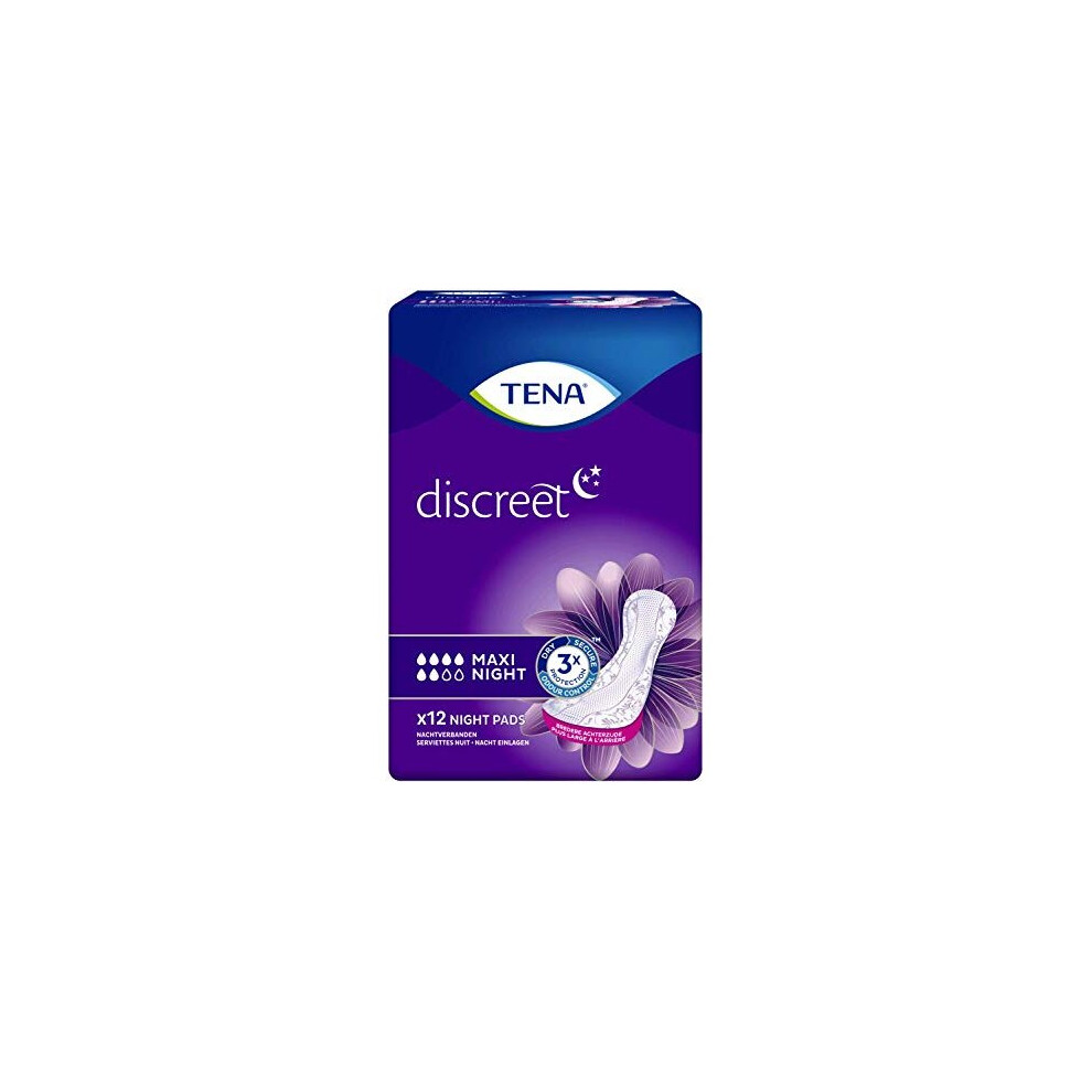 12 x TENA Discreet Maxi Night | Incontinence Pads For Women | 1 Pack of 12 - Image 2