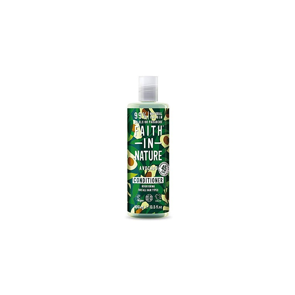 Faith in Nature Natural Avocado Conditioner, Nourishing Vegan and Cruelty Free, Parabens and SLS Free, for All Hair Types, 400 ml