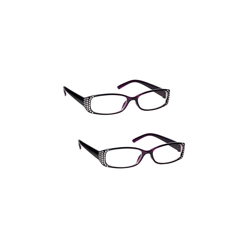 The Reading Glasses Company Black/Purple & Diamonte Style Readers Value 2 Pack Designer Style Womens Ladies Rr93-5 +3.50