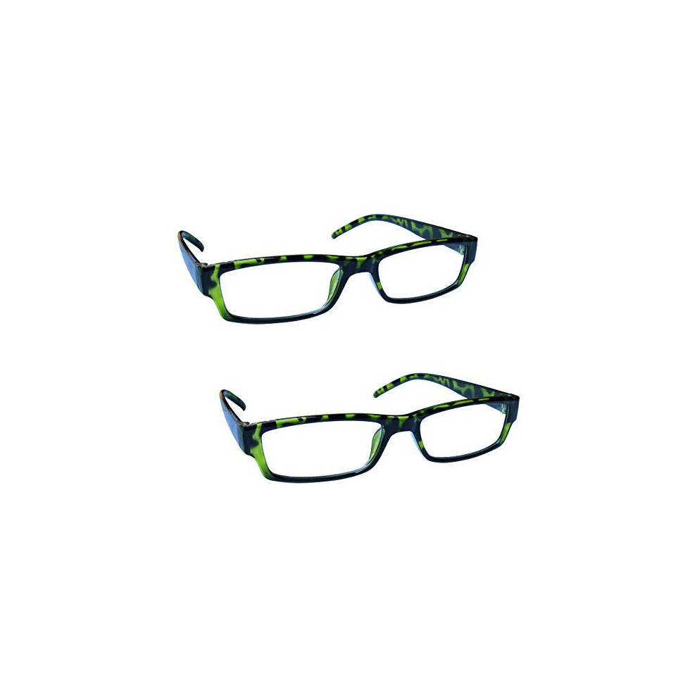 The Reading Glasses Company Green Tortoiseshell Lightweight Comfortable Readers Value 2 Pack Mens Womens Rr32-6 +2.00
