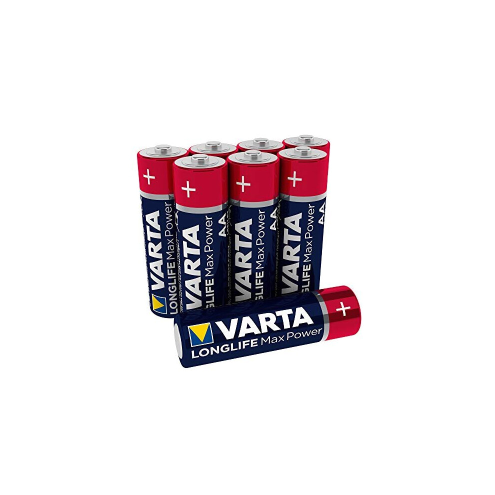 VARTA Longlife Max Power AA Mignon LR6 Alkaline Batteries (8-pack) - Made In Germany - Ideal For Toys And Everyday Devices