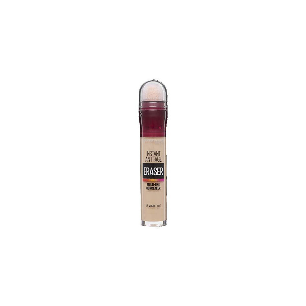 Maybelline Concealer Instant Anti Age Eraser Eye Concealer, Dark Circles and Blemish Concealer, Ultra Blendable Formula 115 Warm Light