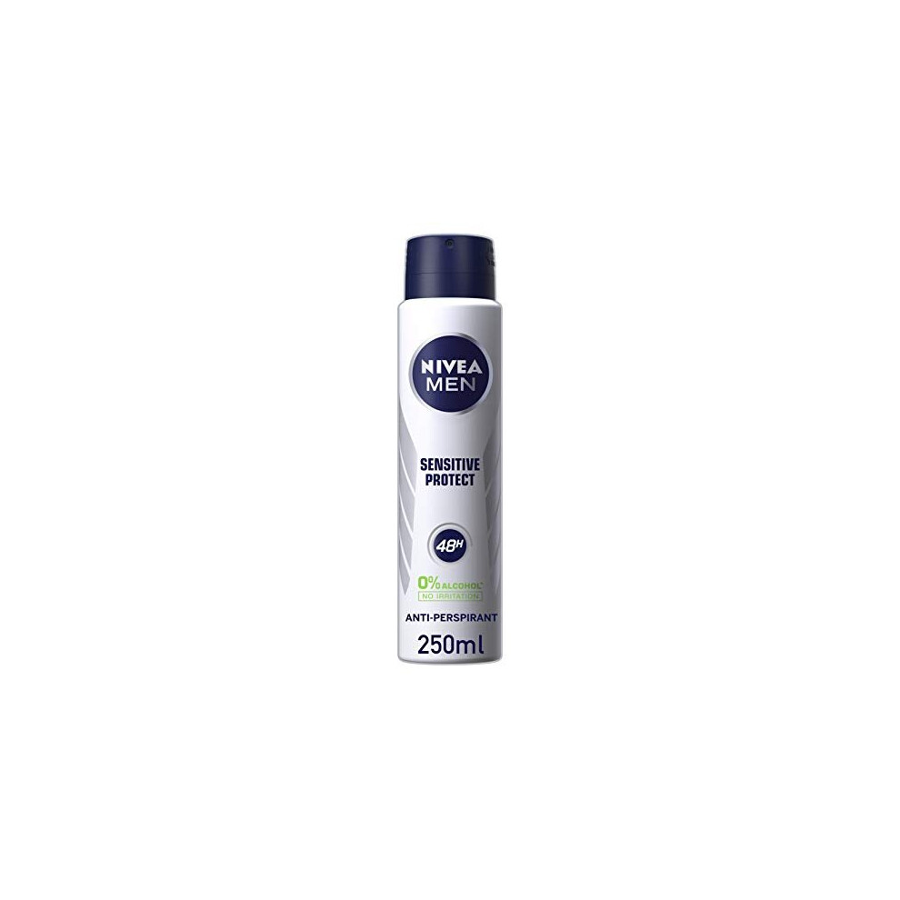 NIVEA MEN Anti-Perspirant Deodorant Spray, Sensitive Protect, 48 Hours Deo, 250 ml, Pack of 6