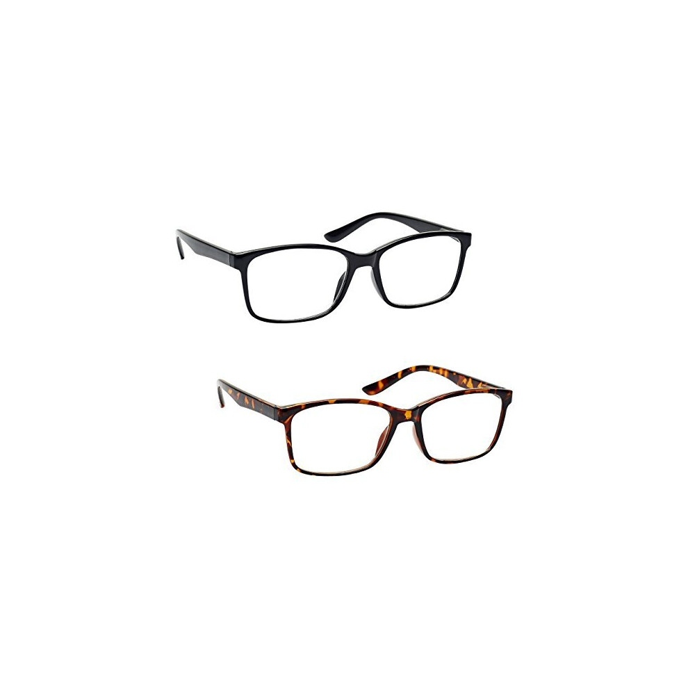 The Reading Glasses Company Black/Brown & Tortoiseshell Readers Value 2 Pack Large Mens Spring Hinges Rr83-12 +2.00