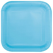 Unique Party 30900 - 18cm Square Baby Blue Party Plates, Pack of 16