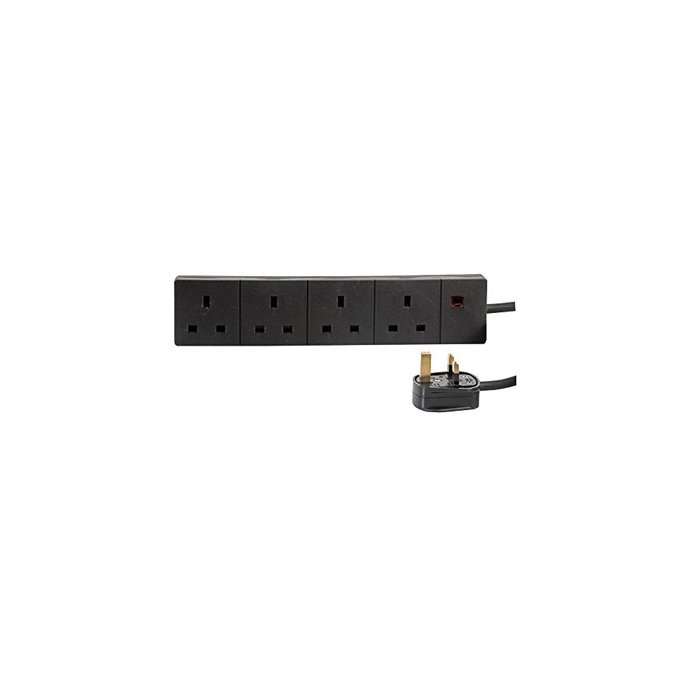 Pro Elec - Extension Lead, 4 Socket, 1 Metres (Black)