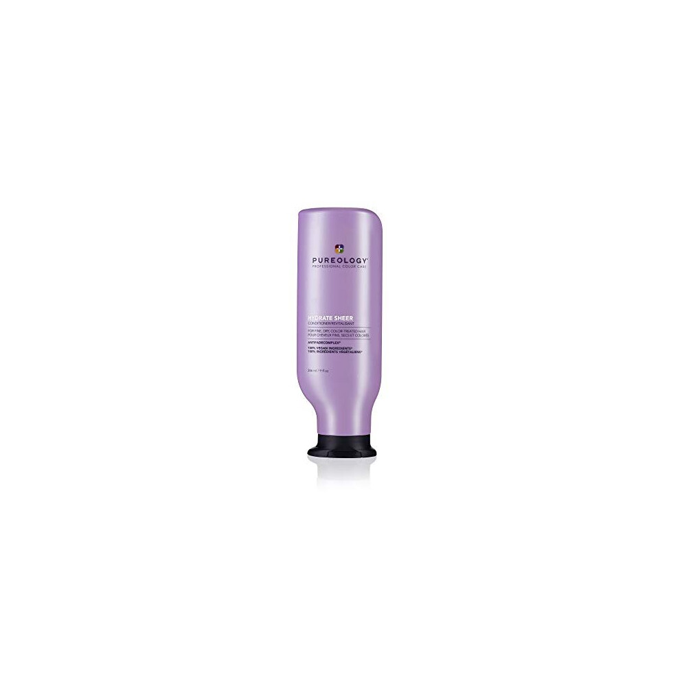 Pureology | Hydrate Sheer Moisturising Conditioner| For Fine, Colour Treated Hair | Lightweight | Silicone-Free | Vegan 266ml