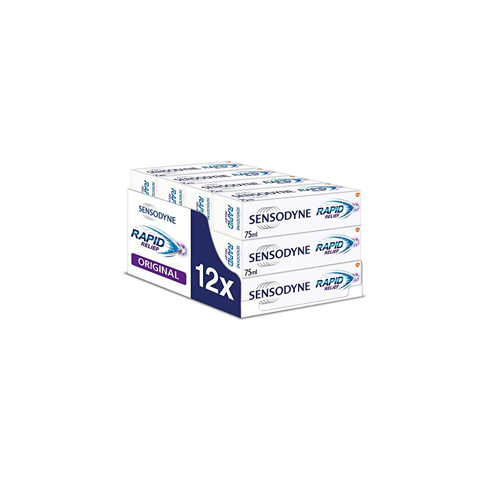 Sensodyne Sensitive Toothpaste Rapid Relief Original 75 ml, Pack of 12 (12 x 75 ml)