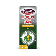 Benylin Mucus Cough Max, Honey and Lemon Flavour, Reduce Cough Intensity from Day 1, Cough Medicine for Adults, 100 mg/5 ml Syrup, 150 ml